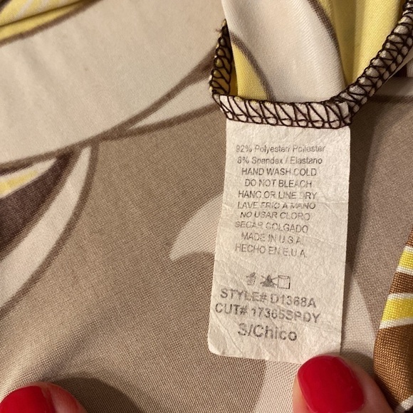 Forever Vintage Y2K Dress Brown and Yellow Print With Gold Gems Size Small - Picture 7 of 7